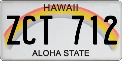 HI license plate ZCT712
