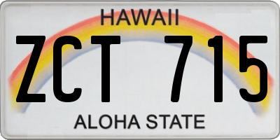 HI license plate ZCT715