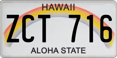 HI license plate ZCT716