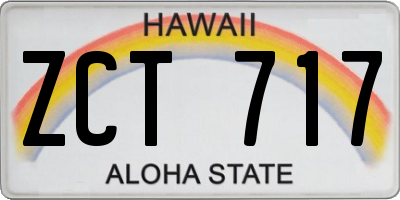 HI license plate ZCT717