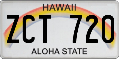HI license plate ZCT720
