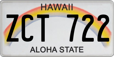 HI license plate ZCT722
