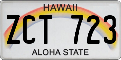 HI license plate ZCT723