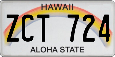 HI license plate ZCT724