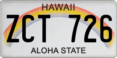 HI license plate ZCT726