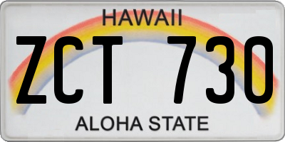 HI license plate ZCT730