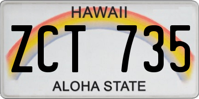 HI license plate ZCT735