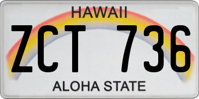 HI license plate ZCT736