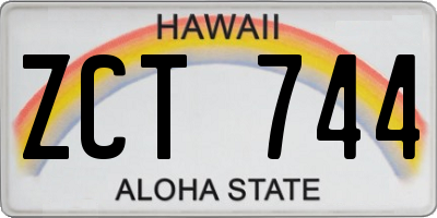 HI license plate ZCT744