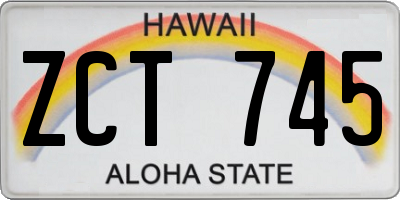 HI license plate ZCT745