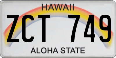 HI license plate ZCT749