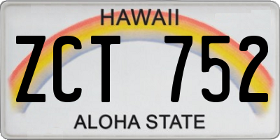HI license plate ZCT752
