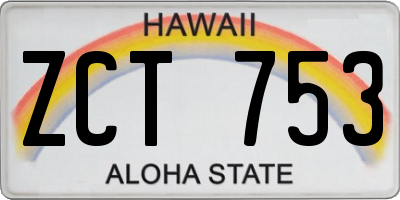 HI license plate ZCT753