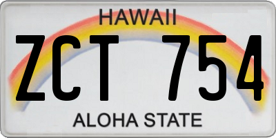 HI license plate ZCT754