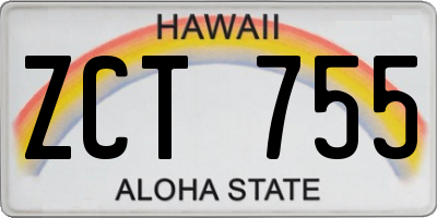 HI license plate ZCT755