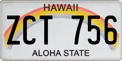 HI license plate ZCT756