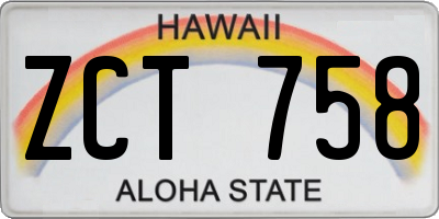 HI license plate ZCT758