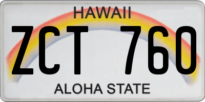 HI license plate ZCT760