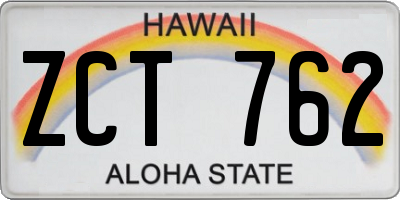 HI license plate ZCT762