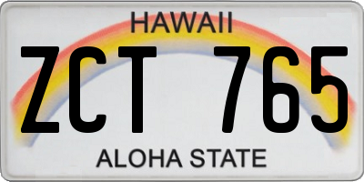 HI license plate ZCT765