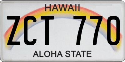 HI license plate ZCT770