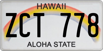 HI license plate ZCT778