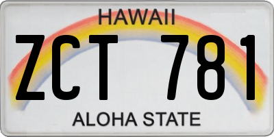 HI license plate ZCT781