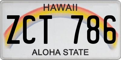 HI license plate ZCT786