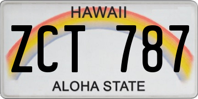 HI license plate ZCT787