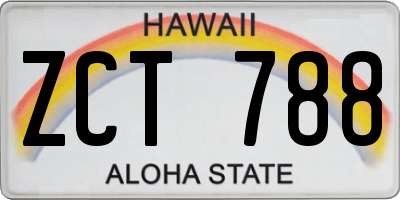 HI license plate ZCT788
