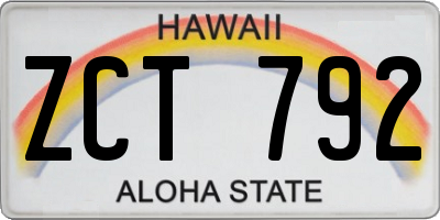 HI license plate ZCT792