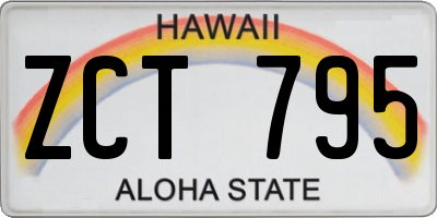 HI license plate ZCT795