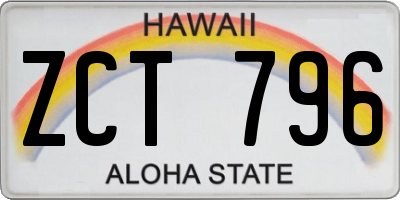 HI license plate ZCT796