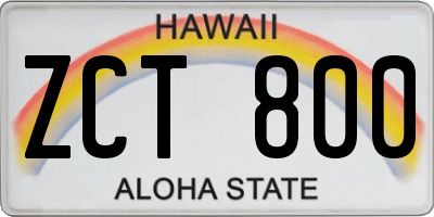 HI license plate ZCT800