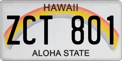 HI license plate ZCT801