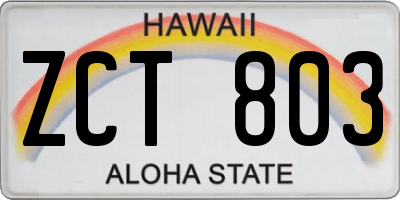 HI license plate ZCT803