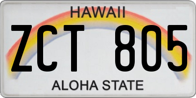 HI license plate ZCT805