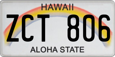 HI license plate ZCT806