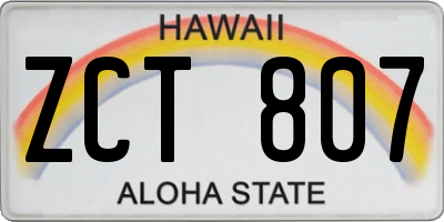 HI license plate ZCT807