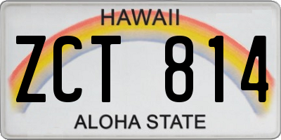 HI license plate ZCT814