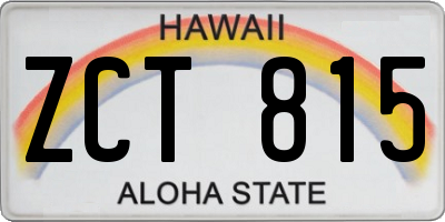 HI license plate ZCT815