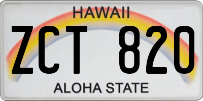 HI license plate ZCT820