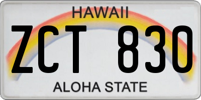 HI license plate ZCT830