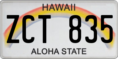 HI license plate ZCT835