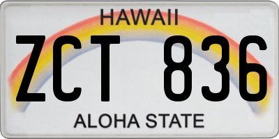 HI license plate ZCT836