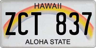 HI license plate ZCT837