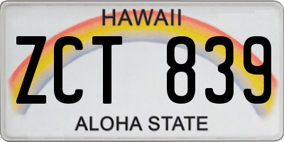 HI license plate ZCT839