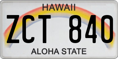 HI license plate ZCT840