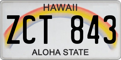HI license plate ZCT843
