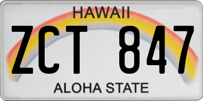 HI license plate ZCT847